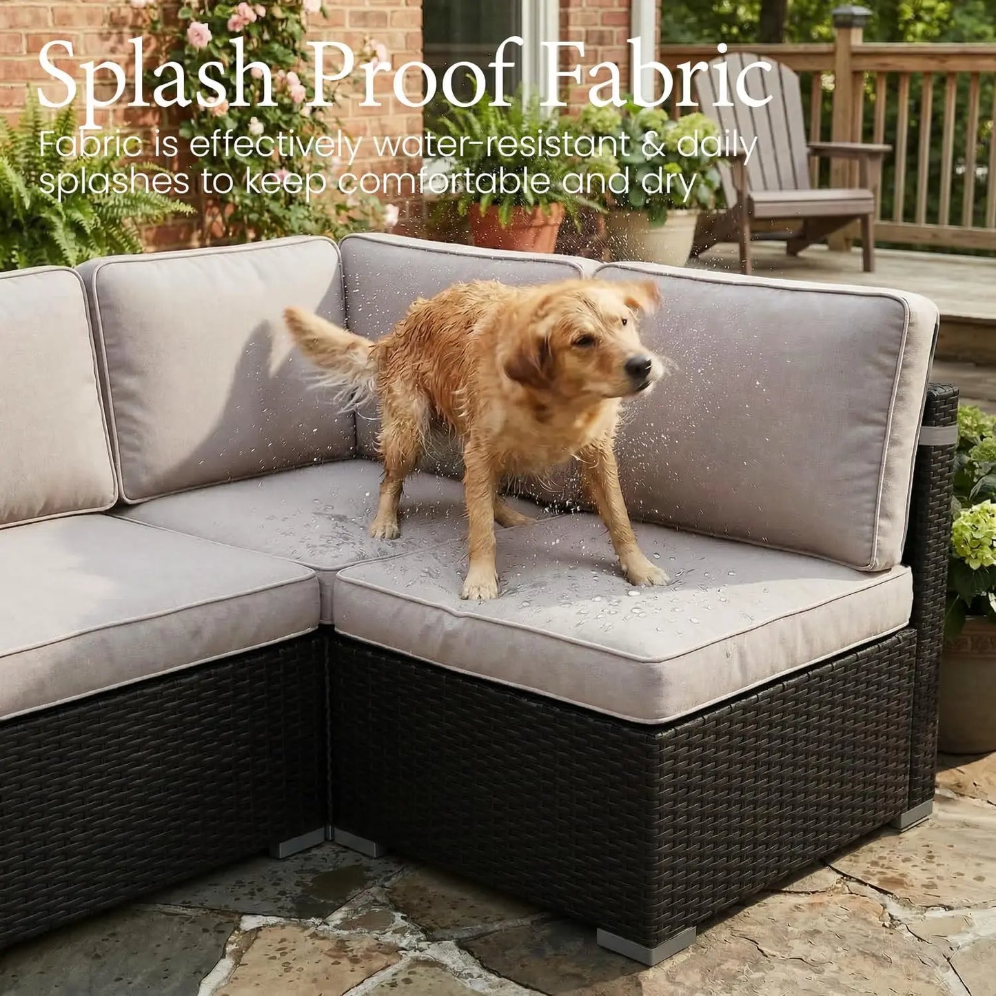 Patio Furniture Set With Fire Pit Table Outdoor Wicker Rattan Sectional Sofa