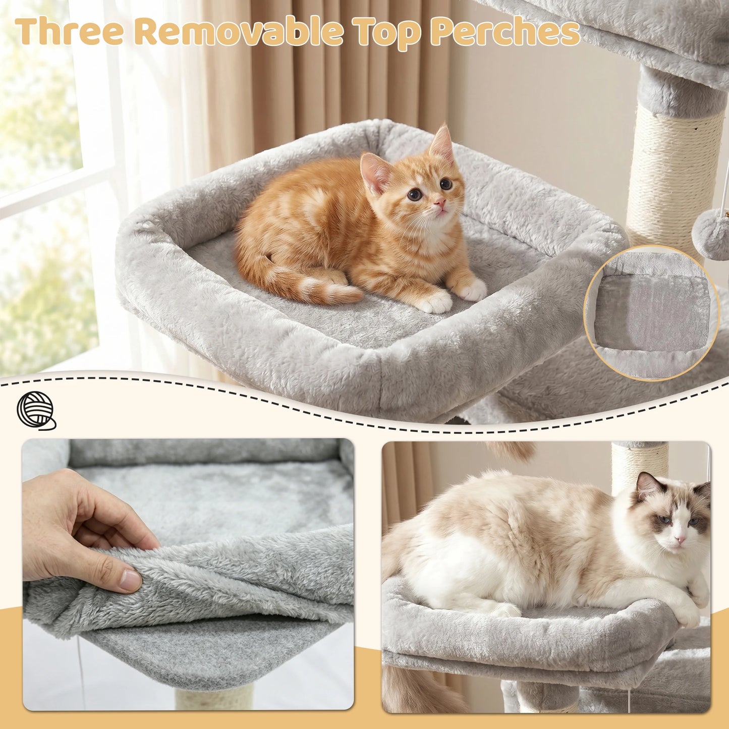 Cat Tree Tower With Two Condos And Scratching Posts