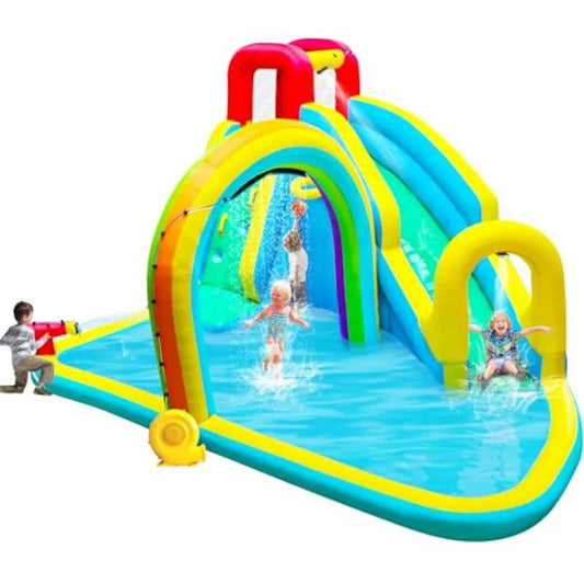 Inflatable Outdoor Water Park With Slide Sprinkler And Climbing Wall