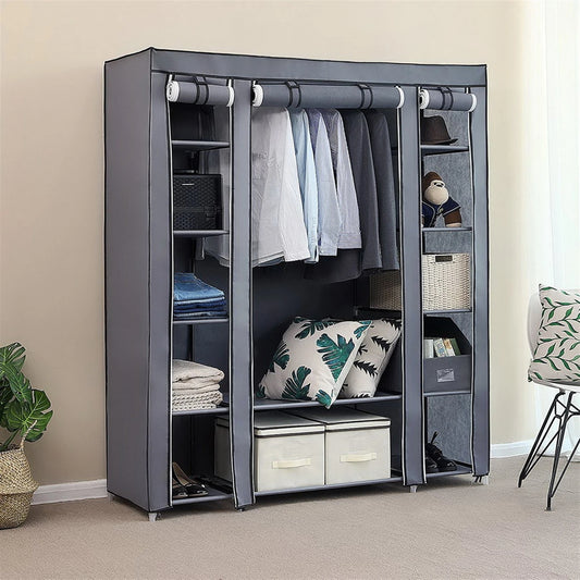 Portable Clothes Closet Wardrobe Organizer With Nonwoven Fabric Easy Assembly