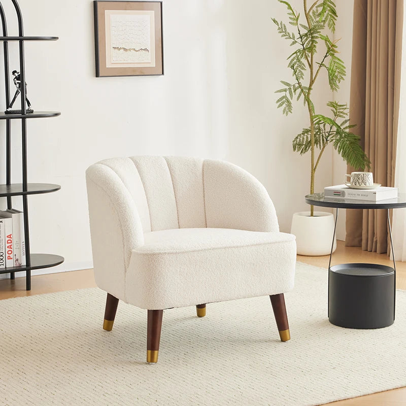 Upholstered Barrel Accent Chair With Wooden Legs Perfect for Living Spaces, Home Offices, Home Bars, Dorms, Small Apartments