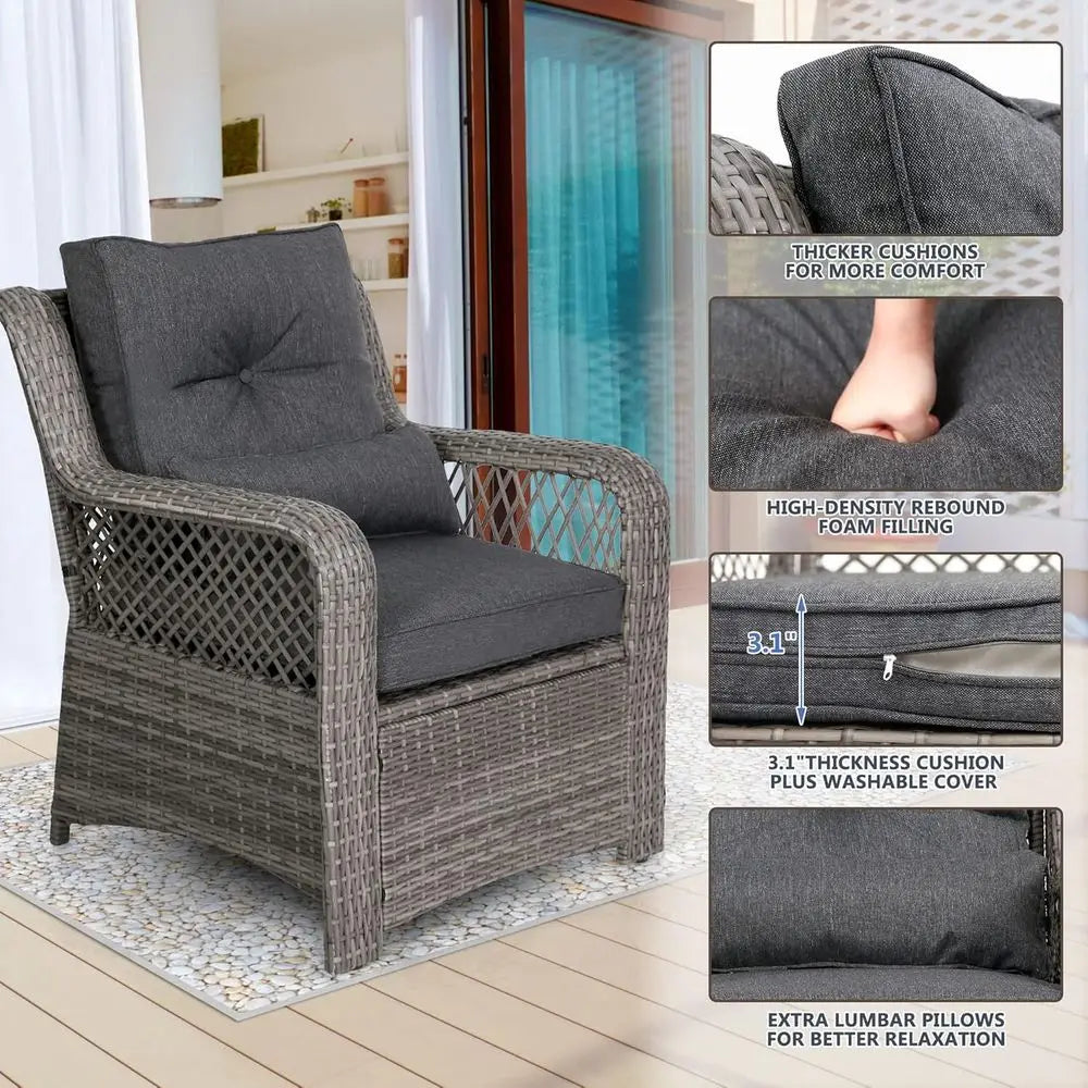 Wicker Outdoor Patio Furniture Set With Sectional Sofa And Table