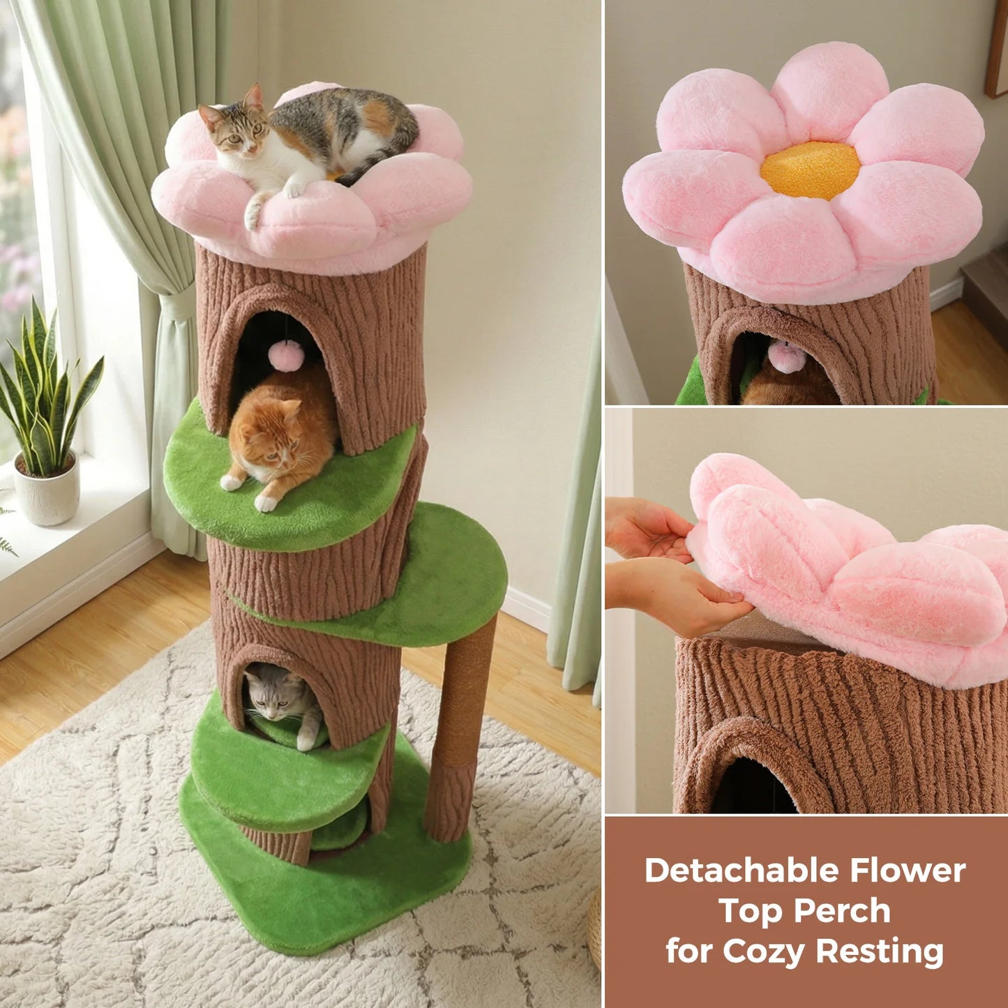 Cat Tree Tower With Four Condos And Scratching Posts