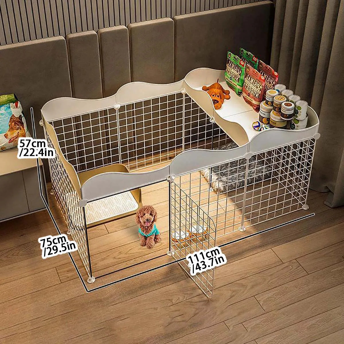 Pet Dog Enclosure Indoor Kennel With Toilet Area Cage
