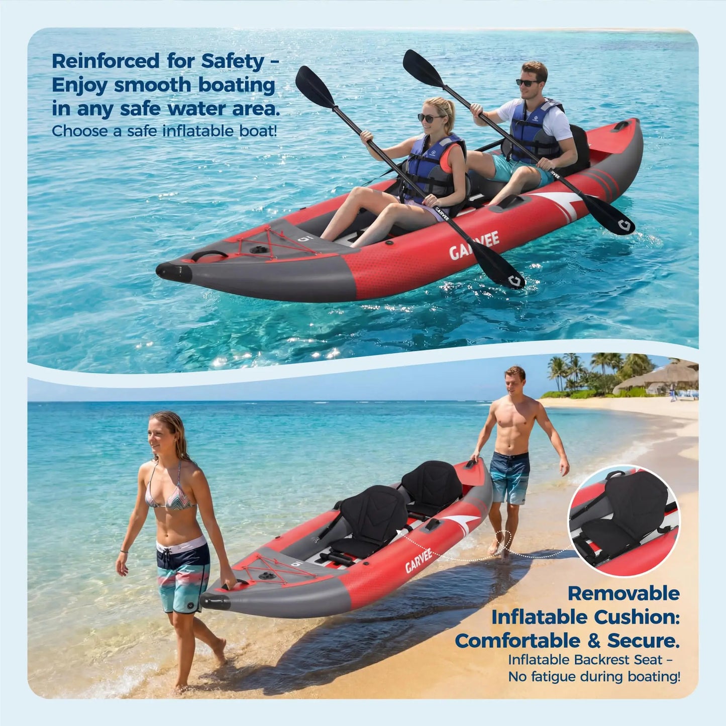 HiMISS Two Person Inflatable Kayak With Seats Pump