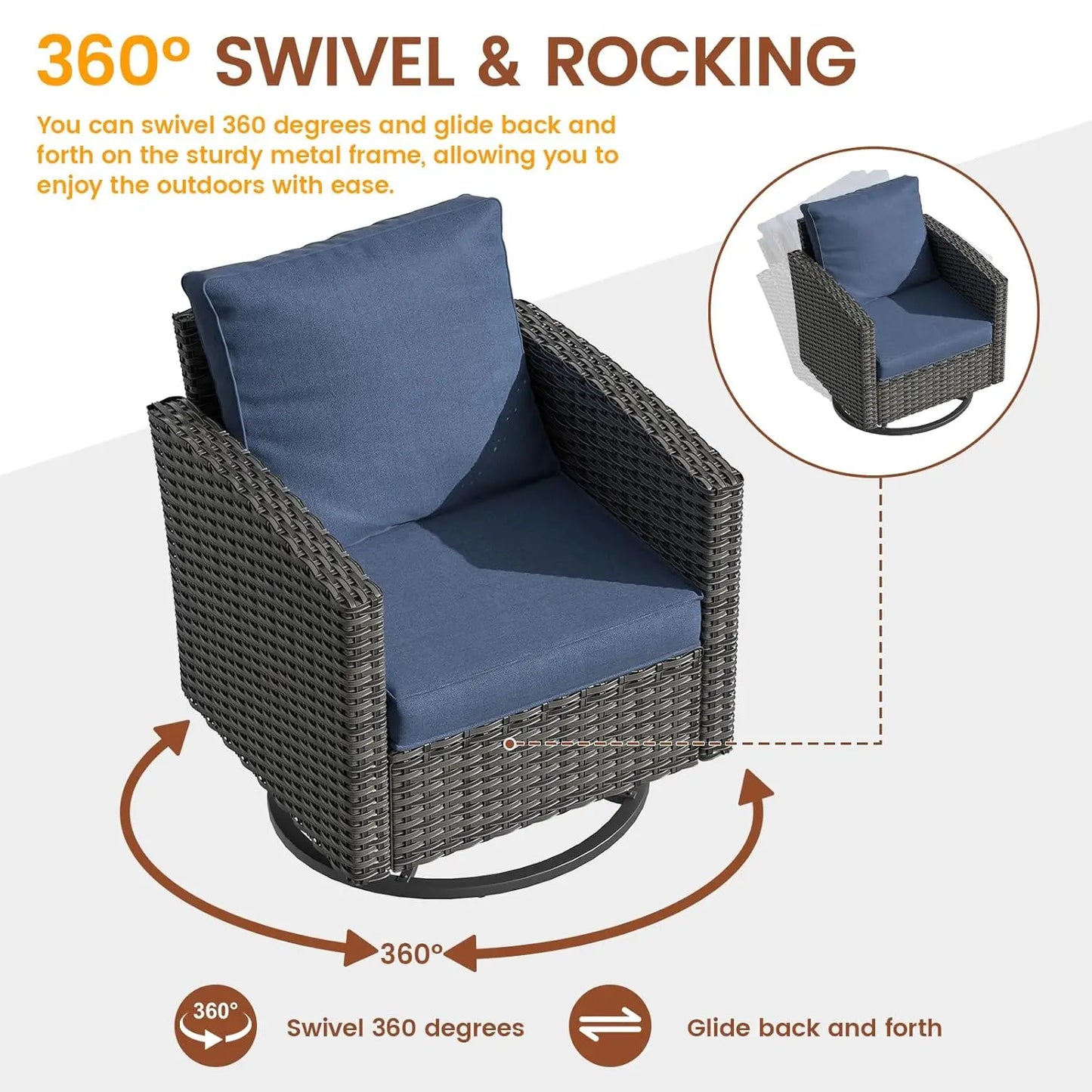 6Pc PE Rattan Sectional Sofa Set With Side Table Patio