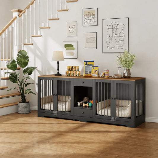 Dog Crate Furniture Wooden Kennel With Double Doors