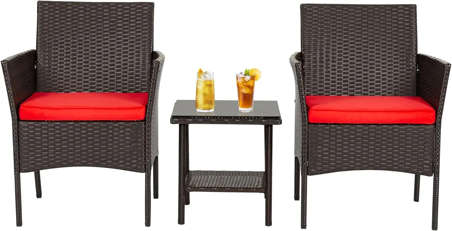 Outdoor 5 Piece Wicker Patio Conversation Set For Backyard Porch