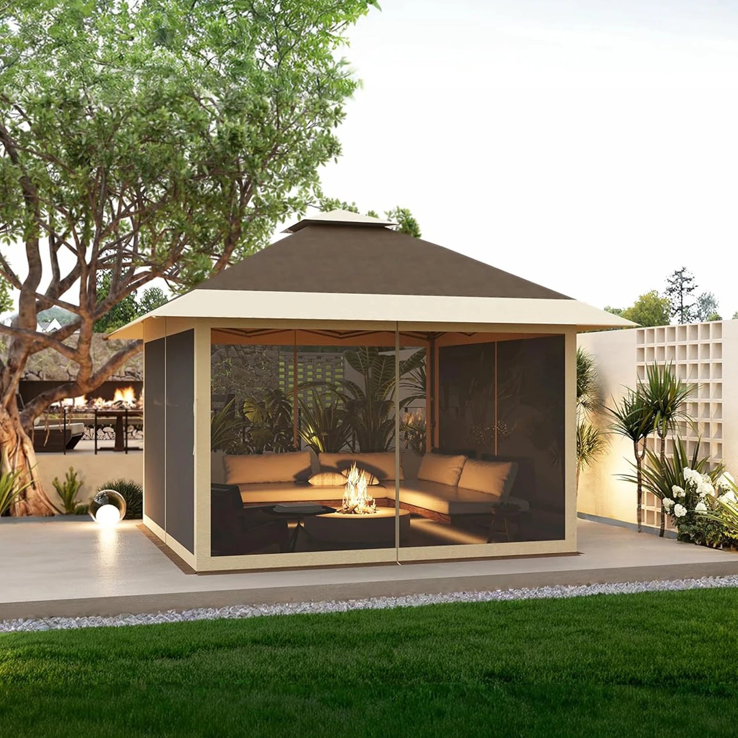 13' x 13' Outdoor Gazebo, Double Roof Patio Gazebo Quick Setup Instant Canopy Tent Instant Canopy Gazebo Shelter