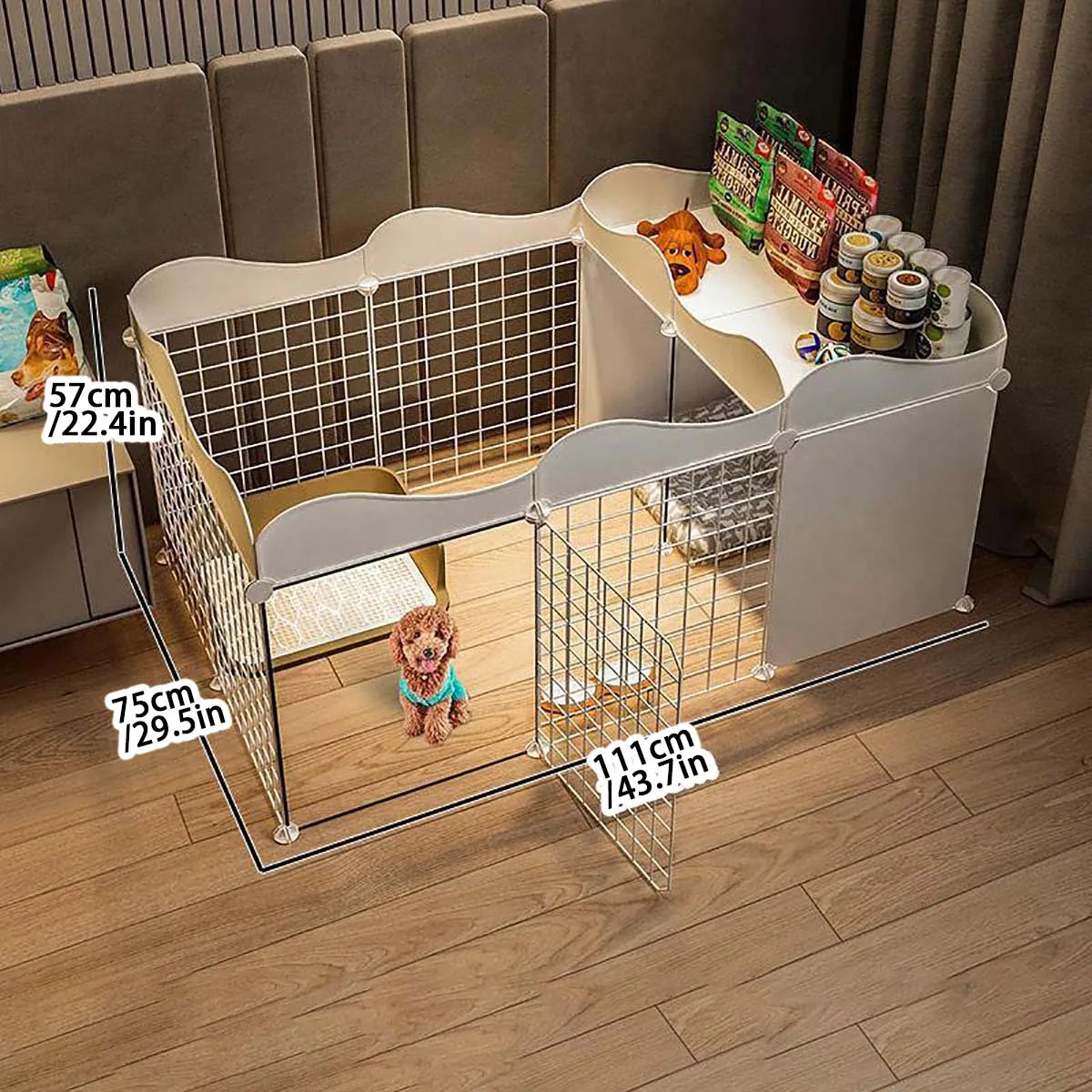 Pet Dog Enclosure Indoor Kennel With Toilet Area Cage