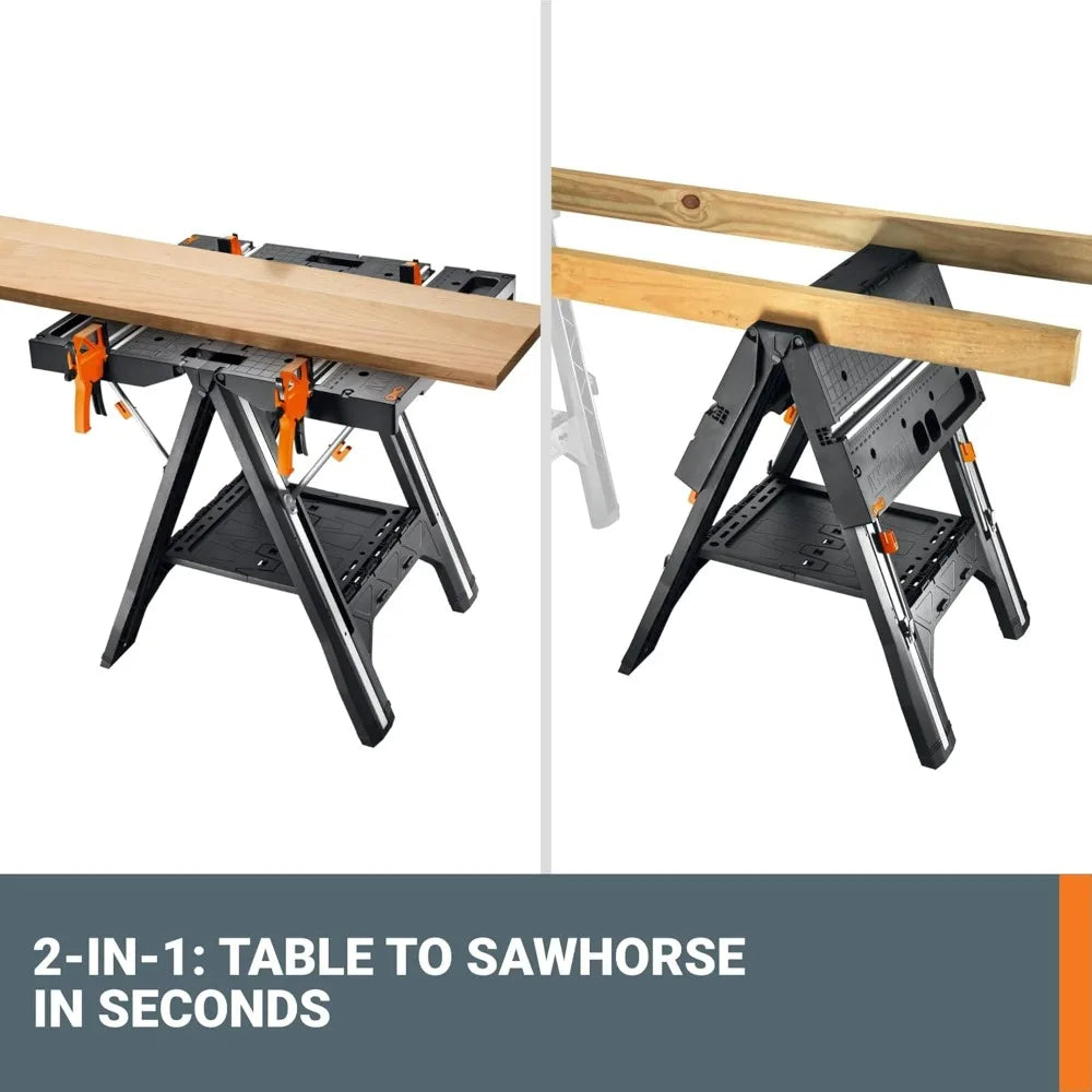 Worx Folding Work Table Sawhorse 2 In 1 Portable Workbench