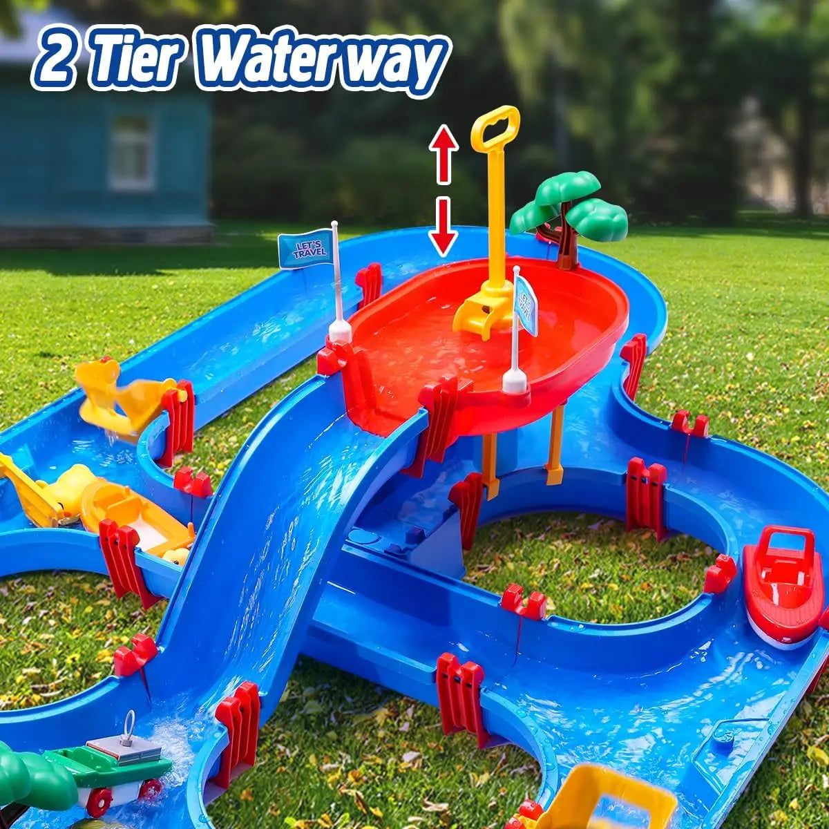 VATOS Summer Outdoor Water Table 2 Tier Toddler Playset Pump