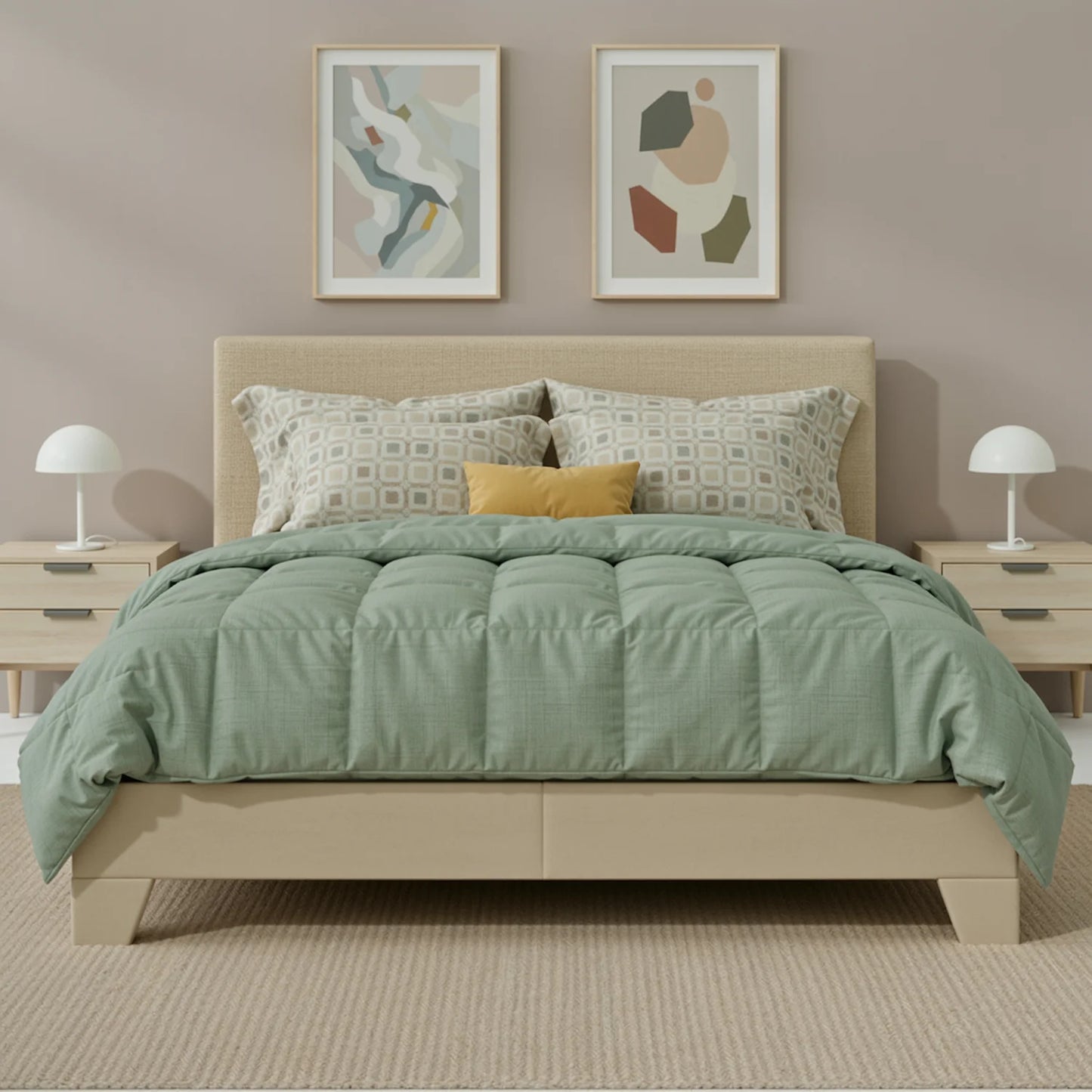HOOMIC Full/Queen/King Upholstered Bed Frame with Adjustable Linen Headboard, Sturdy Wood Slats & Quiet Support