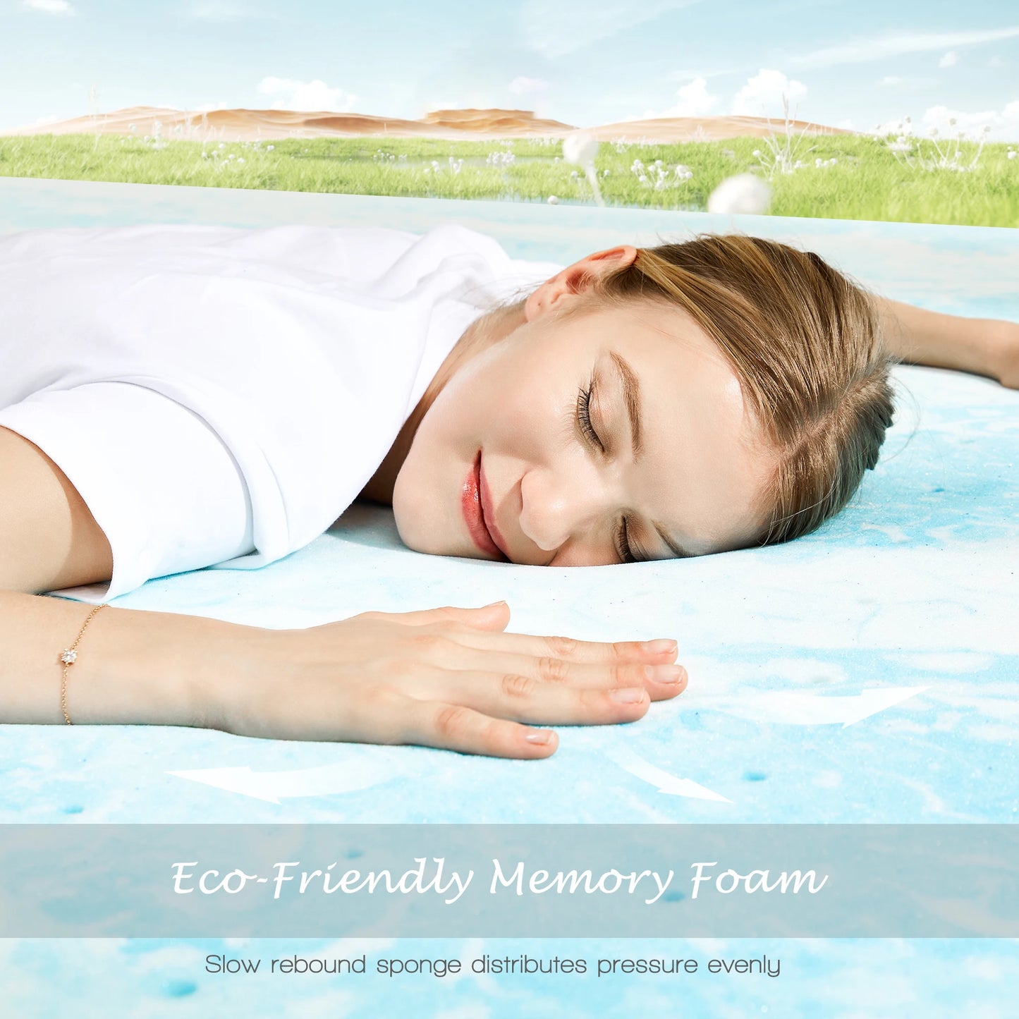 JHK Gel Memory Foam Mattress Topper For Cooling Comfort