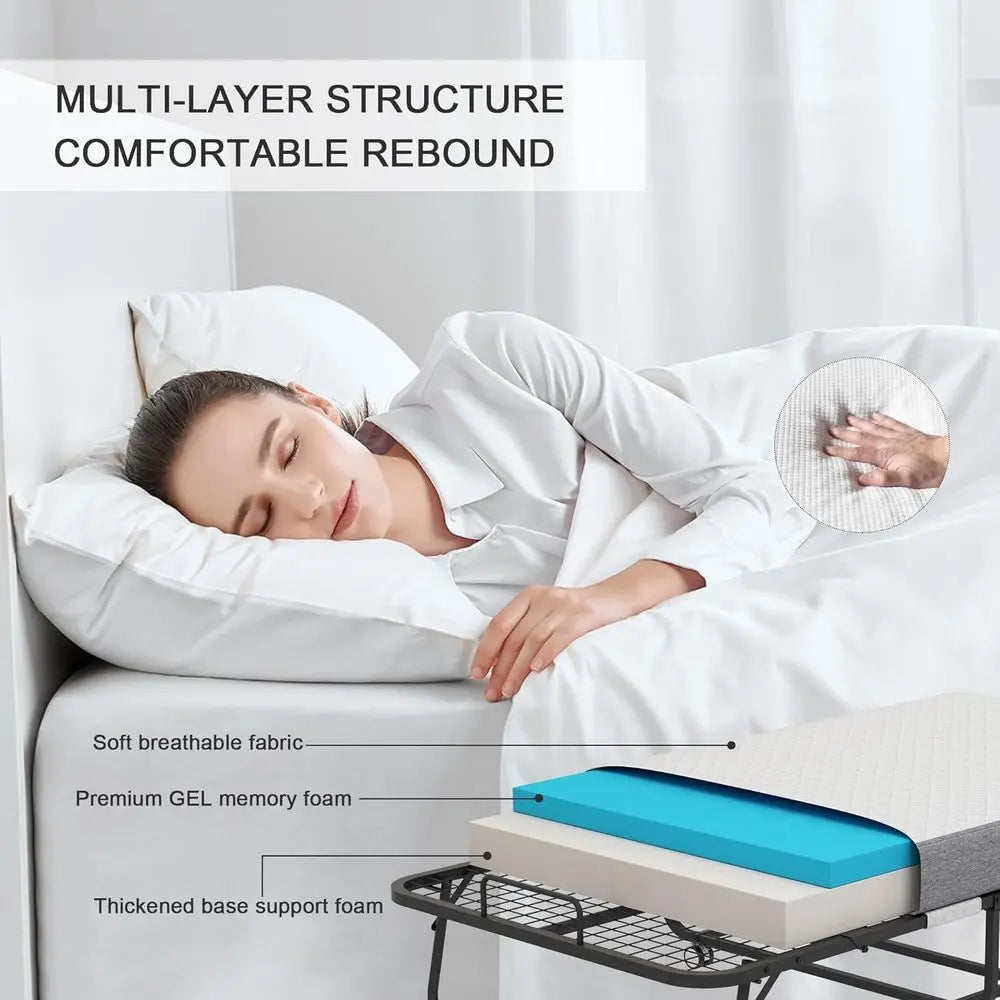Portable Twin Size Folding Bed with Mattress, 75x38 Compact Guest Bed with Metal Frame,Customized
