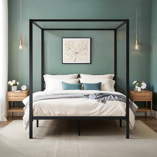 HOOMIC Canopy Bed Frame With Enhanced 4-Poster Design
