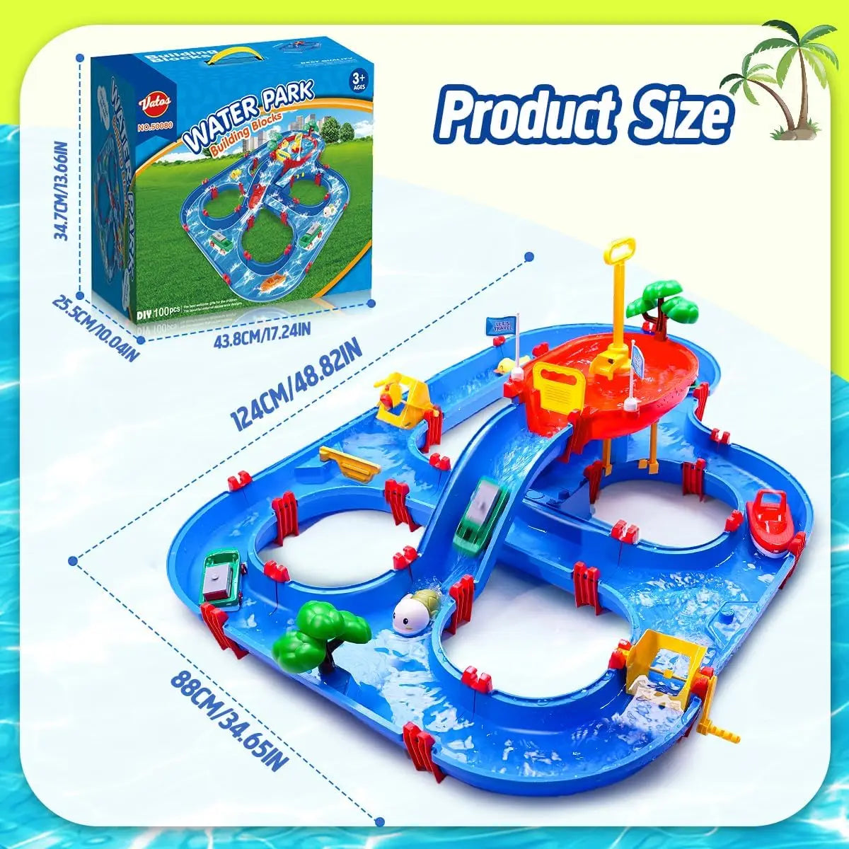 VATOS Summer Outdoor Water Table 2 Tier Toddler Playset Pump