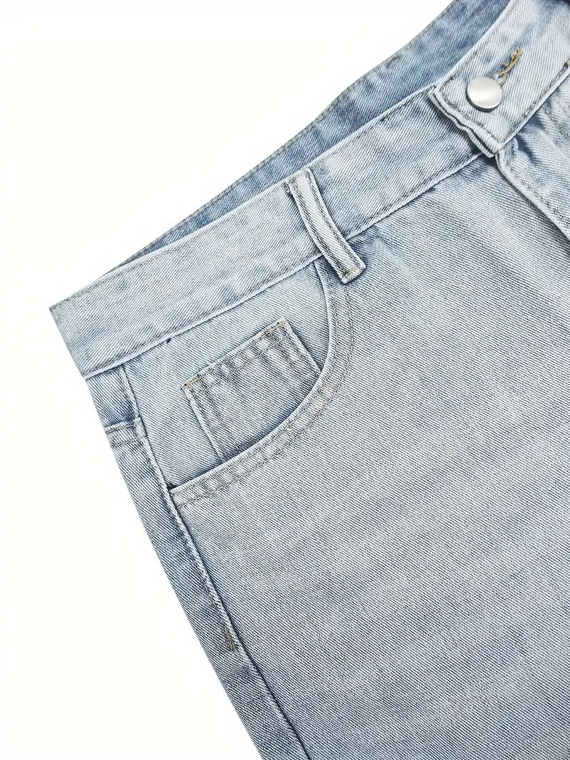 Men's Vintage Washed Loose Fit Jeans With Zipper Fly