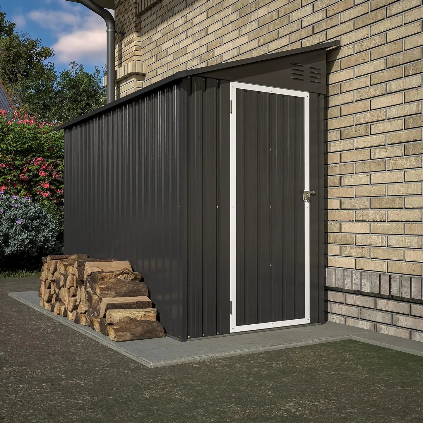 Metal Lean To Storage Shed for Outdoor Garden Patio