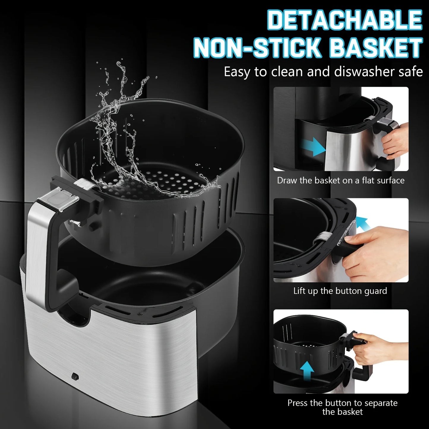 KitCook Air Fryer 1500W With 8 Presets And Digital Touch