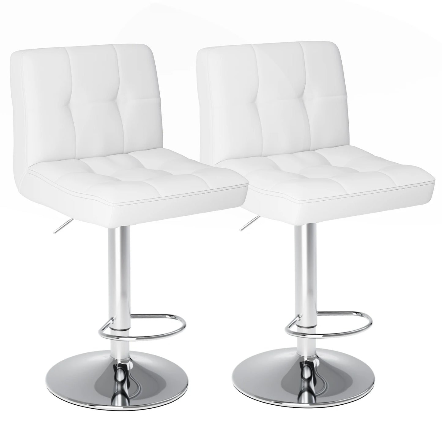 JHK PU Leather Bar Stools Set of 2 Upholstered Counter