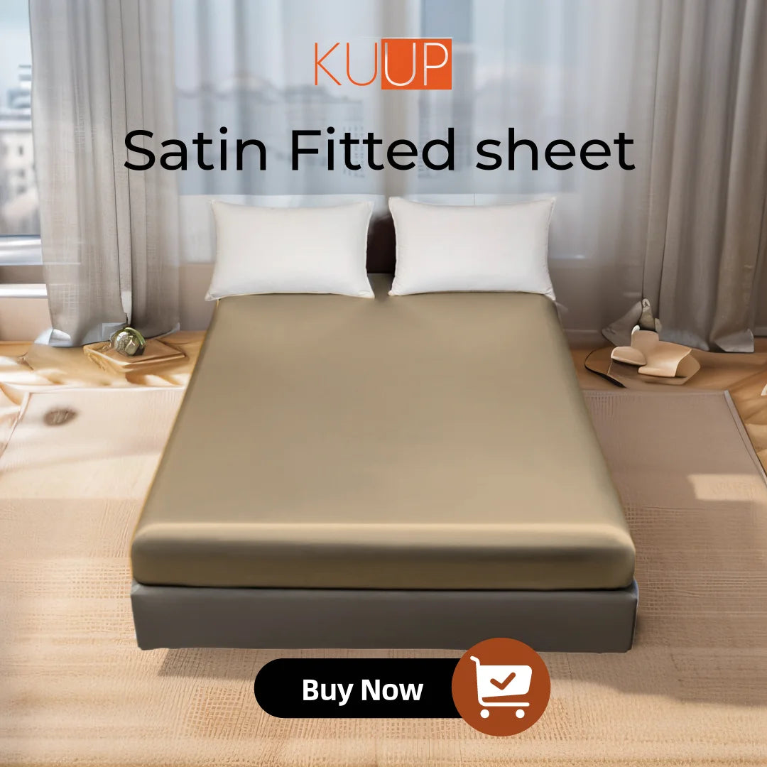 Kuup 100%Polyester 1pcs satin surface Bedding Fitted Sheet（No pillowcase）Elastic Band Around Mattress Cover King Bed Cover Sheet