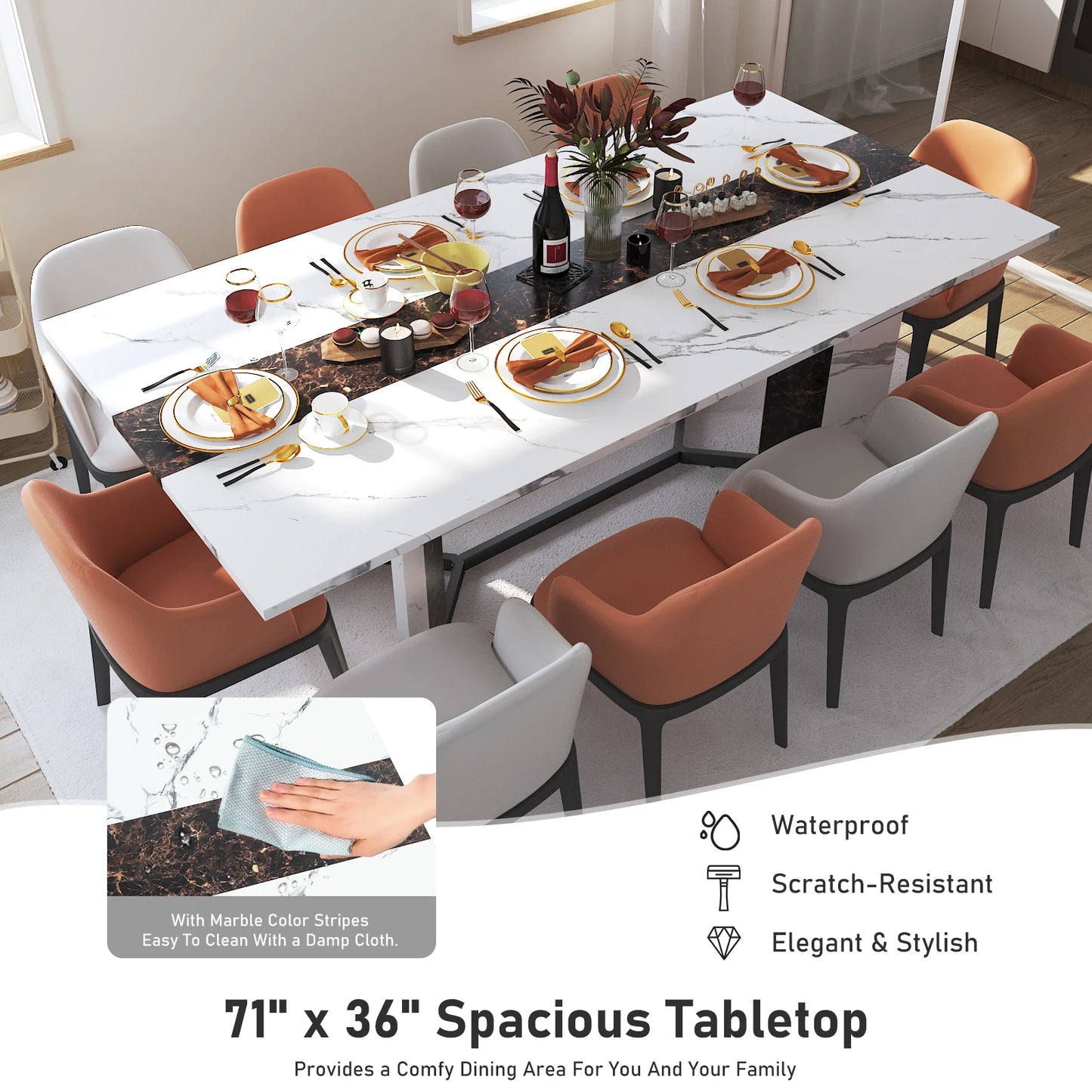 QiaoShiRen Rectangular Dining Table For Eight People