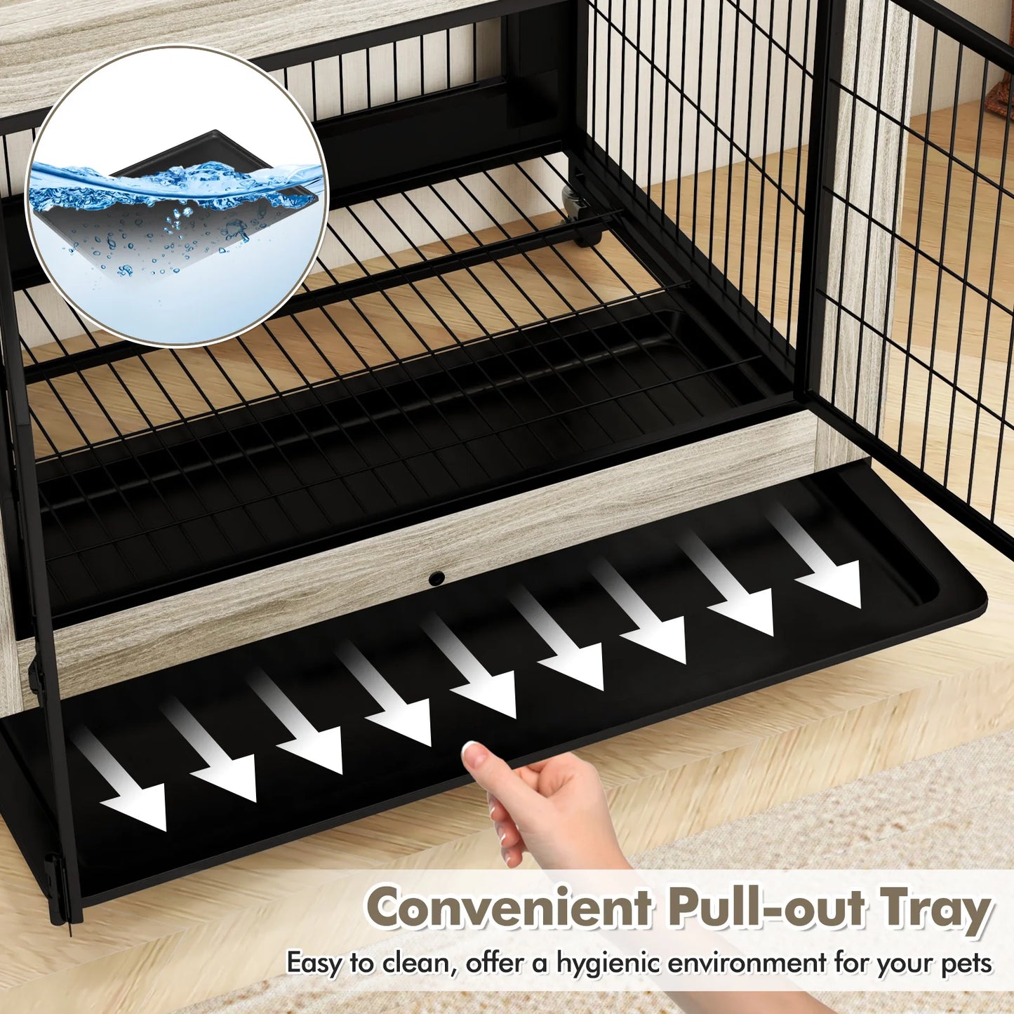 Industrial Dog Crate Kennel With Flip Roof And Lockable Doors