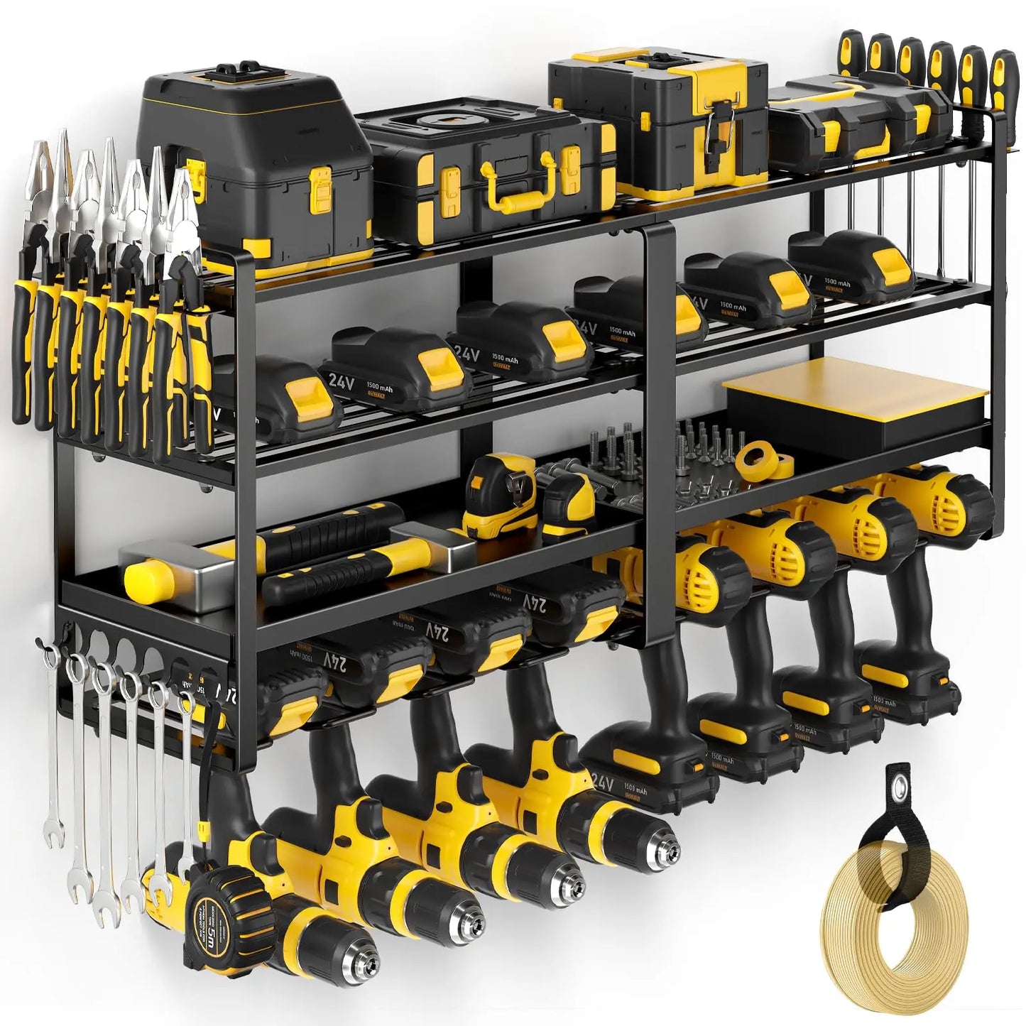 Power Tool Organizer Wall Mount Four Layer Heavy Duty Drill Holder