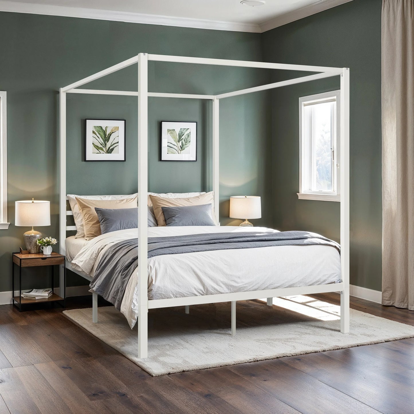 HOOMIC Canopy Bed Frame With Enhanced 4-Poster Design