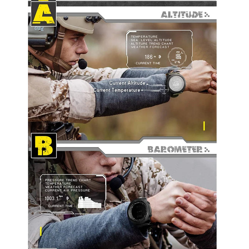 North Edge Mens Sport Digital Watch Altimeter Barometer Compass 50m