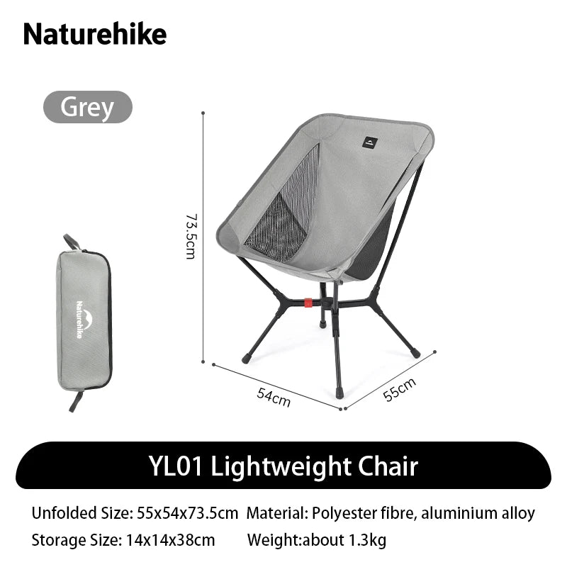 Naturehike Ultralight Folding Camping Chair Aluminum Alloy 200kg Load